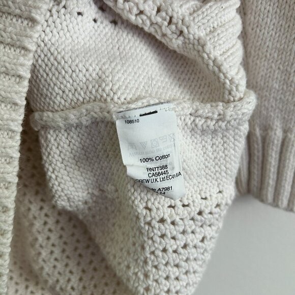 J CREW Women's Cream Open-Knit XS 100% Cotton 1/4 Sleeve Oversized Sweater - Picture 4 of 5